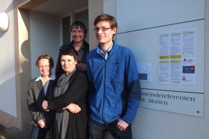 Die Referenten (von links nach rechts) : Dr. Barbara Weiser von Caritas,Glina Krieger von Caritas, Norbet Grehl-Schmitt von Caritas,Jochen Empen von Faire Mobilität HamburgGrehl-Schmitt de  Caritas,Jochen Empen de Faire Mobilität Hambourg                                                                                                                                                               